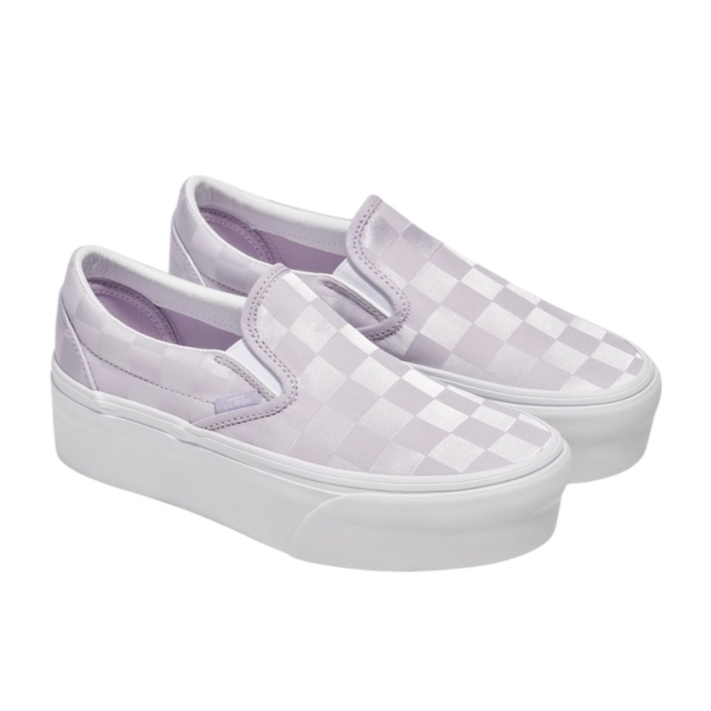 Vans Classic Slip-On Stackform Checkerboard Satin Lilac - Picture 1 of 4